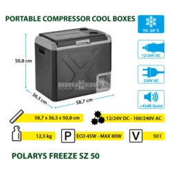 Frigo Congelatore Portatile Brunner Polarys Freeze SZ 50 -CampeggioTop Italia frigo congelatore portatile brunner polarys freeze sz 50 bivalente compressione 18
